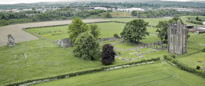 An aerial view of Cambuskenneth Abbey, by Stirling, Stirlingshire
