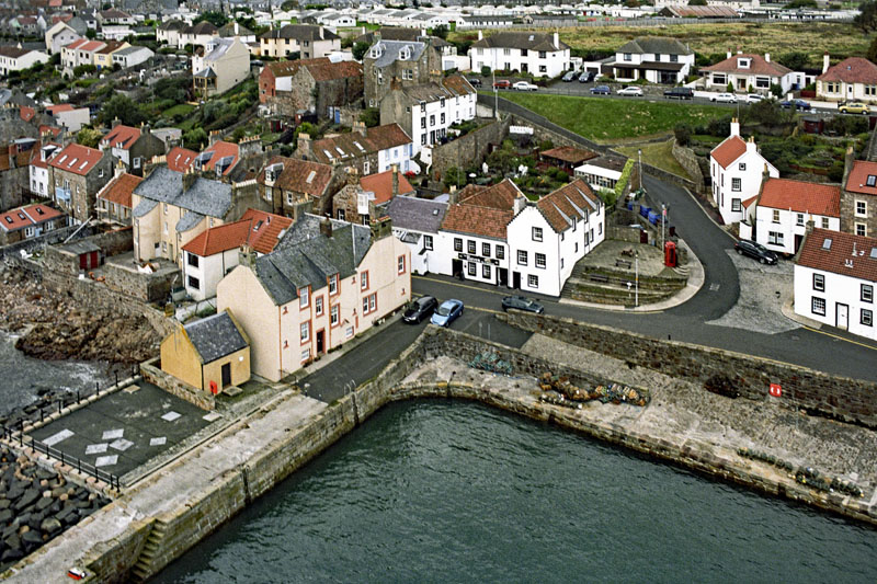 An aerial view of Cellardyke or Skinfast Haven, Anstruther, East Neuk of Fife