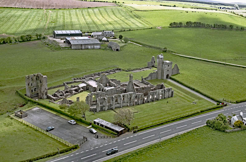 An aerial view of Crossraguel Abbey, near Maybole, South Ayrshire
