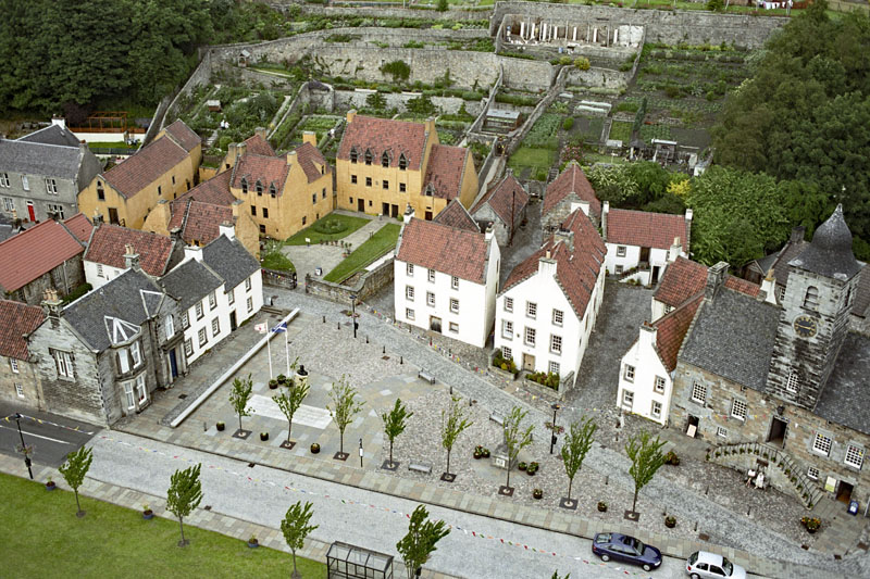 An aerial view of Culross Palace and Town House, east of Kincardine in Fife