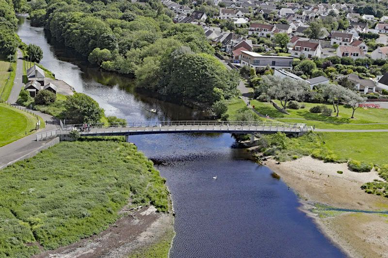 An aerial view of Doonfoot Bridge, Doonfoot, South Ayrshire