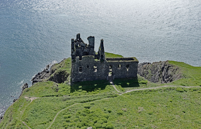 An aerial view Dunskey Castle, Portpatrick, Dumfries & Galloway