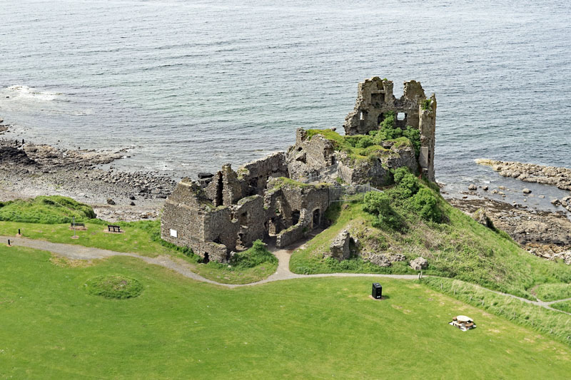 An aerial view of Dunure Castle, Dunure, South Ayrshire