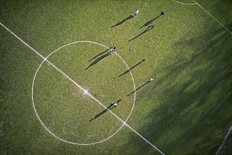 An aerial view of Football In The Park, Eaglesham, East Renfrewshire
