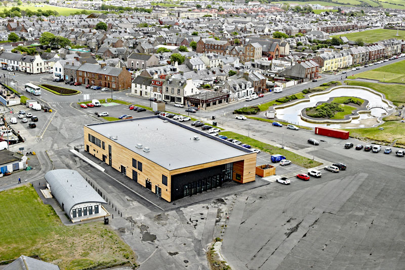 An aerial view of The Quay Zone, Girvan, South Ayrshire