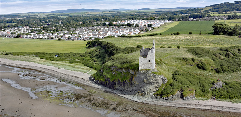 An aerial view of Greenan Castle, Doonfoot, South Ayrshire