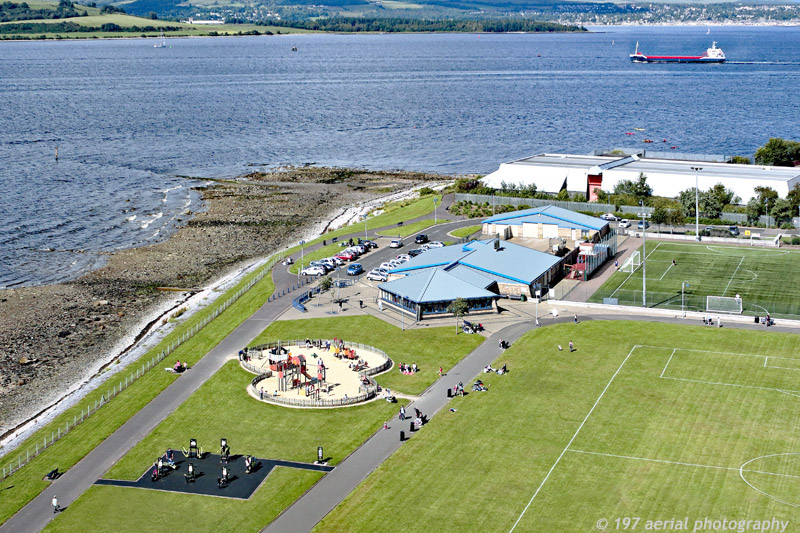 An aerial view of Battery Park, Greenock, Inverclyde