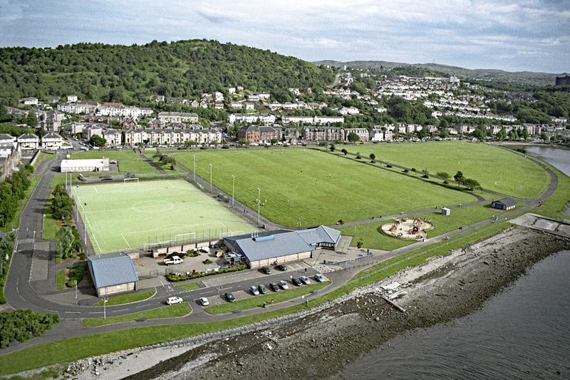 An aerial view of Battery Park, Greenock, Inverclyde