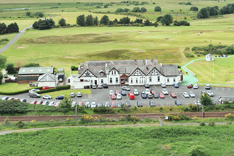 An aerial view of Irvine Bogside golf club, North Ayrshire