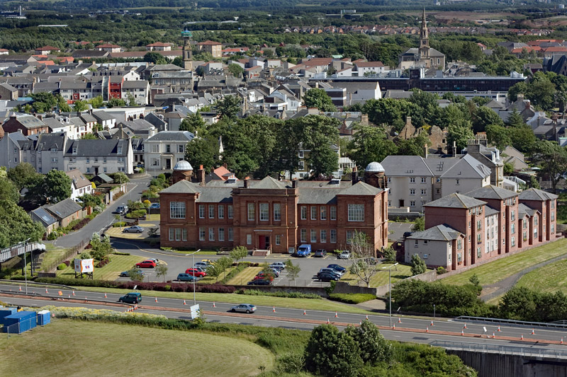 An aerial view of Sovereign House, Irvine, North Ayrshire