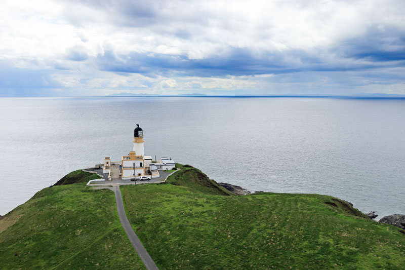 An aerial view of Killantgringan Lighthouse, Mull of Galloway, south-west Scotland