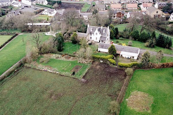 An aerial view of Kilmaurs Church and Place, north of Kilmarnock, East Ayrshire