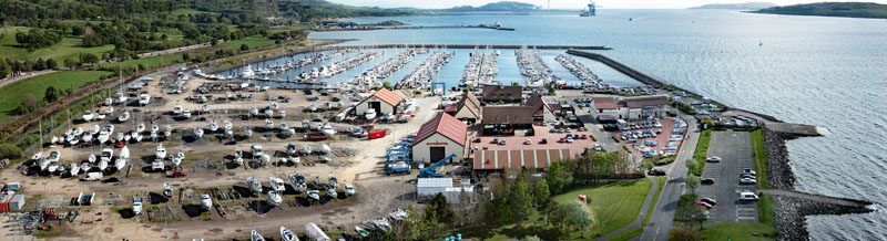 An aerial view of Largs Yacht Haven, North Ayrshire