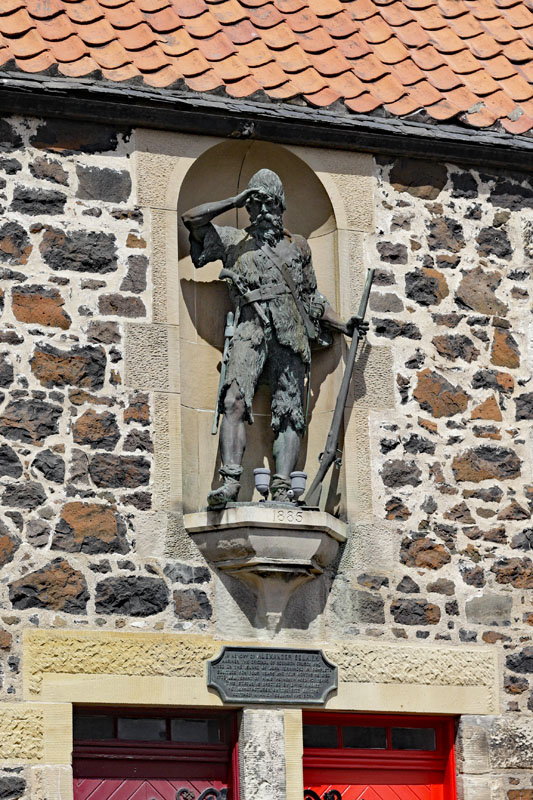 Statue of Robinson Crusoe (Alexander Selkirk) in Lower Largo. Fife