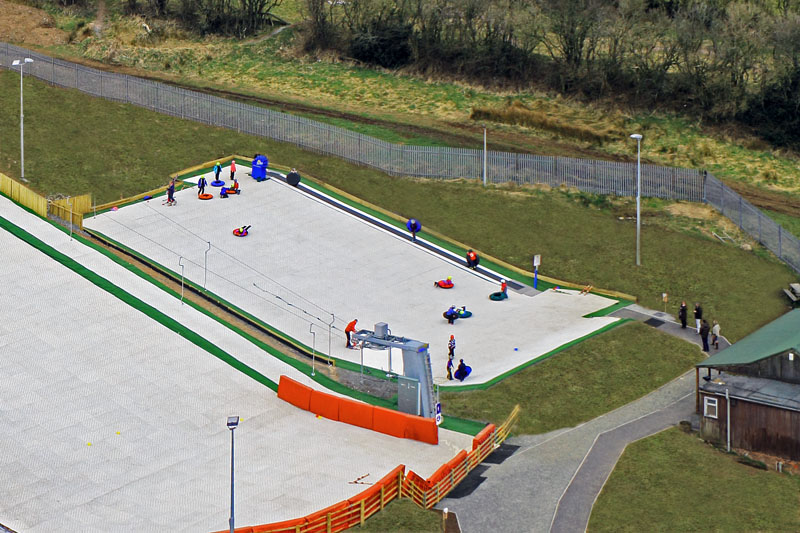 An aerial view of Newmilns Dry Ski Slope, East Ayrshire