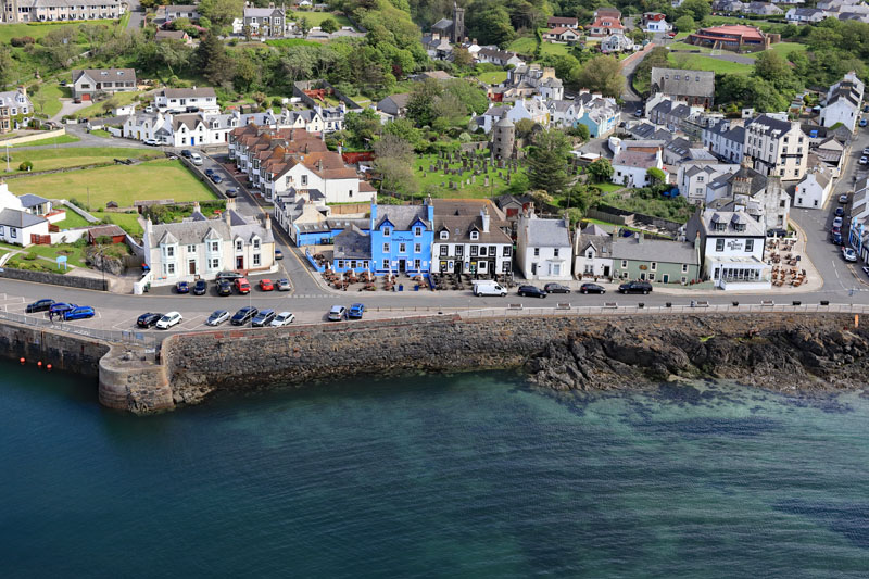 An aerial view of Portpatrick Harbour and Hotels, Dumfries & Galloway