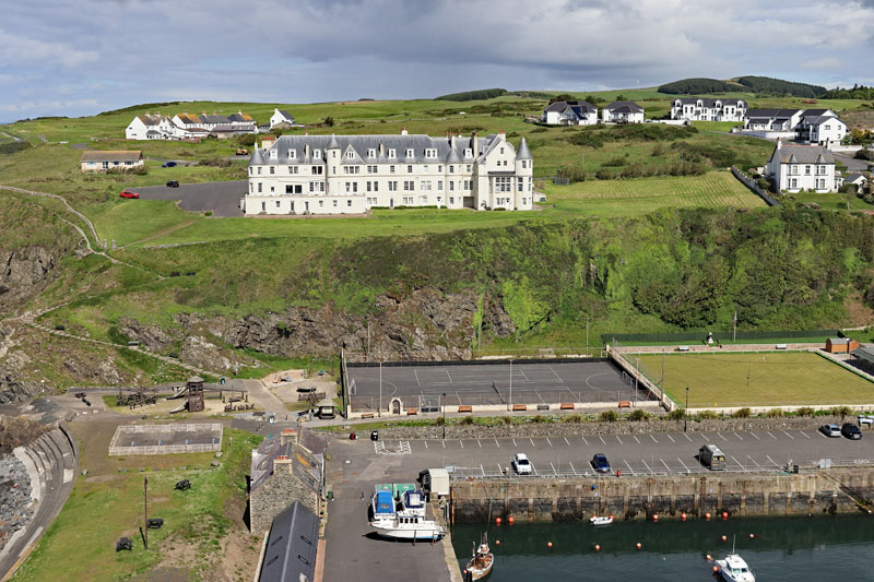 An aerial view of Portpatrick Harbour and Hotels, Dumfries & Galloway