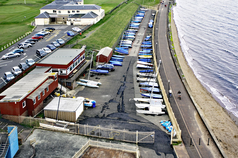 An aerial view of Prestwick sailing club, South Ayrshire