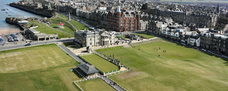 An aerial view of Old Course, St Andrews, Fife