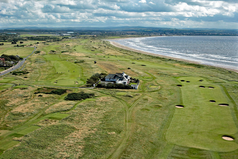 An aerial view of Blackrock House, Royal Troon, Troon, South Ayrshire