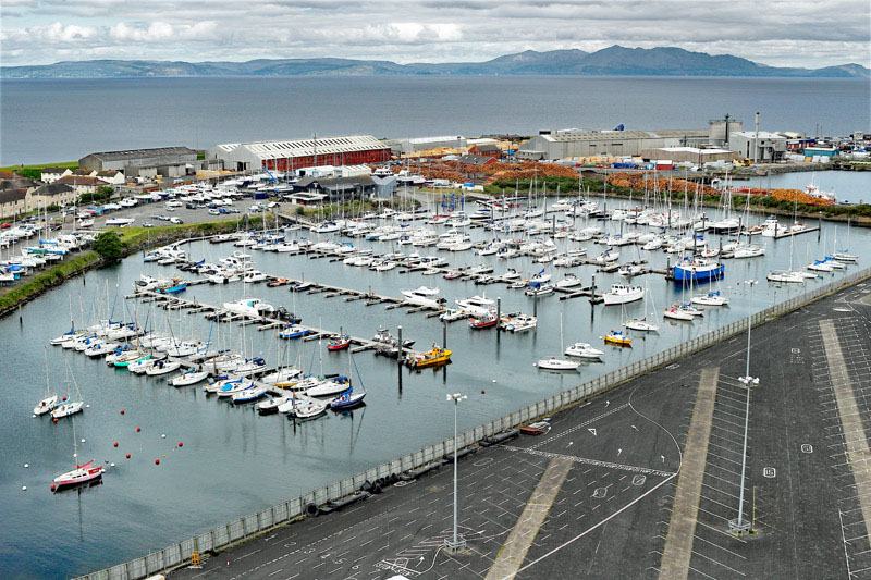 An aerial view of The Marina or Yacht Haven at Troon, South Ayrshire