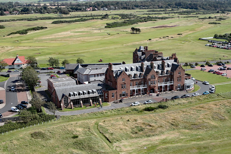 An aerial view of The Marine Hotel, Troon, South Ayrshire