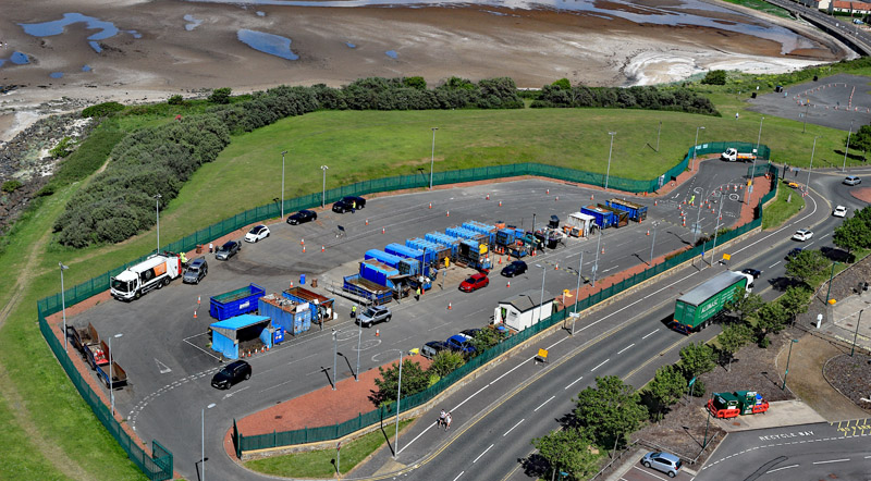 An aerial view of Troon Recycling Centre, Troon, South Ayrshire