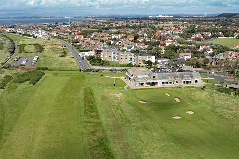An aerial view of the location for 2024 Open Golf Championship, Royal Troon golf club, Troon, South Ayrshire