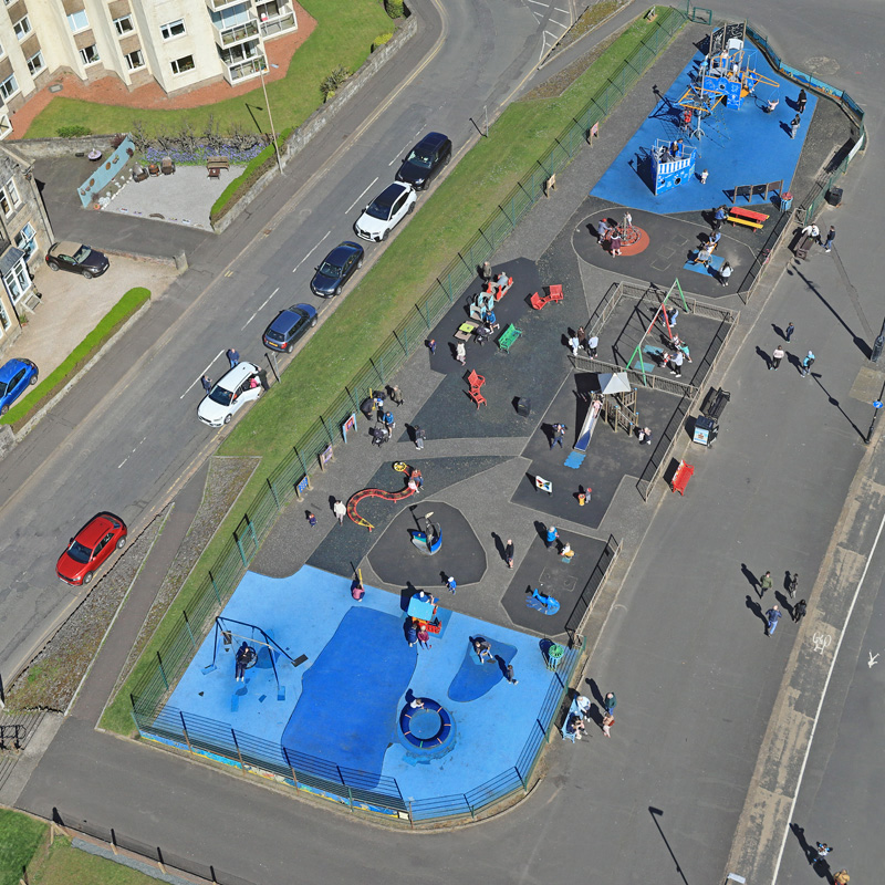 An aerial view of Troon Seafront, South Ayrshire